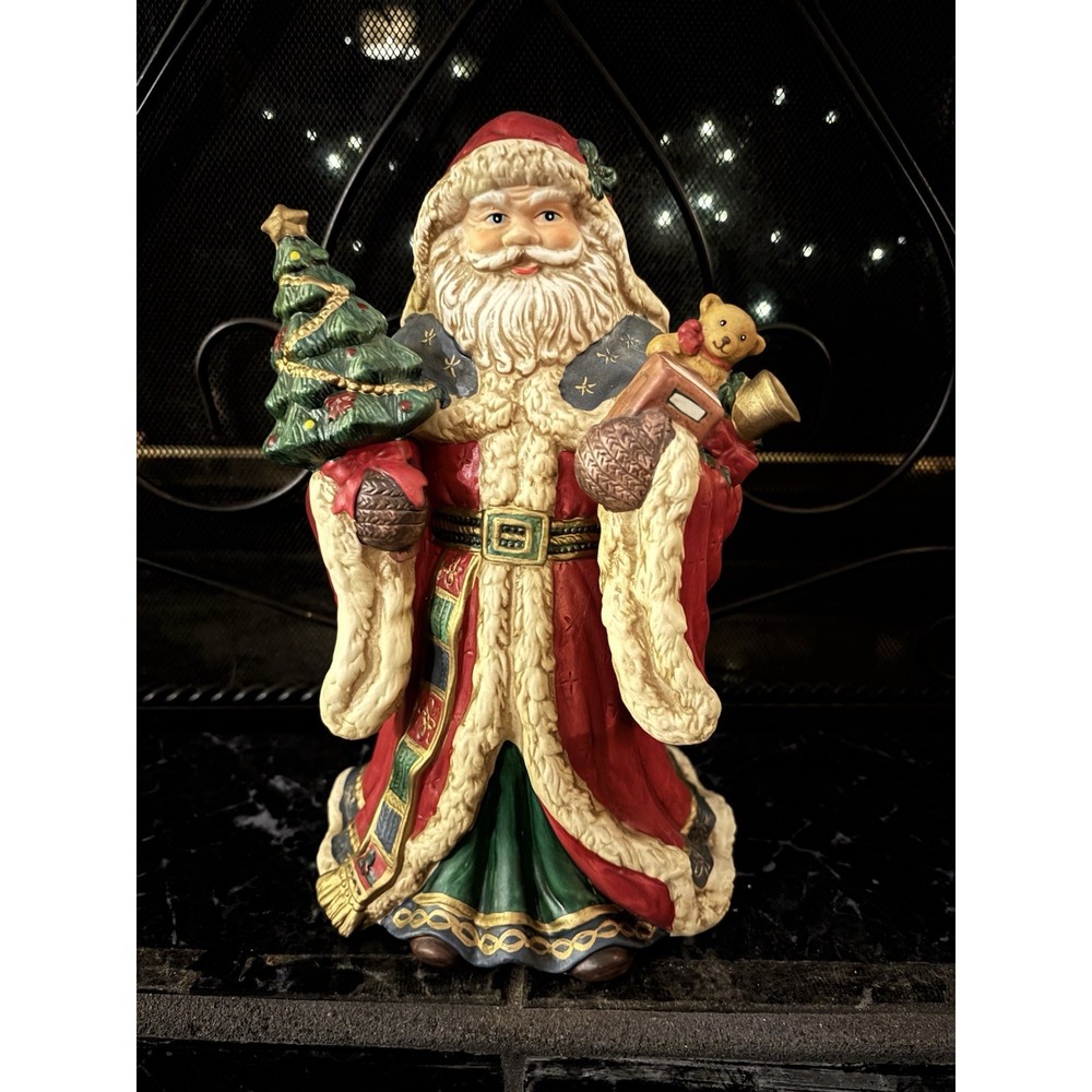 Vintage Musical 11" Jolly Ole St Nick Santa Ceramic Music Box Collectible Figure